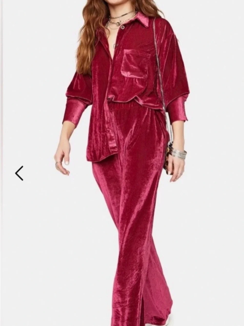 Free People Velvet Corduroy Matching Set Berry Pink Size Small